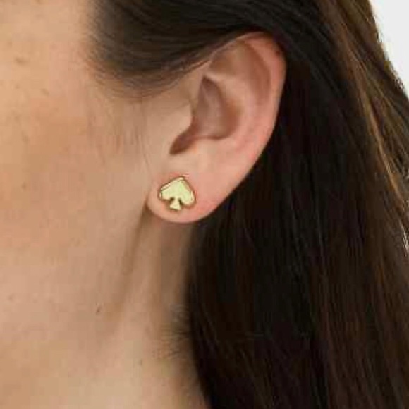 NWT KATE SPADE Everyday Spade Signature Yellow Enamel Stud Earrings - Picture 3 of 3